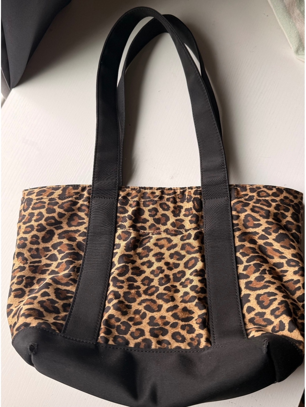 Ann Taylor Leopard Print Black Shoulder Tote Bag Y2K